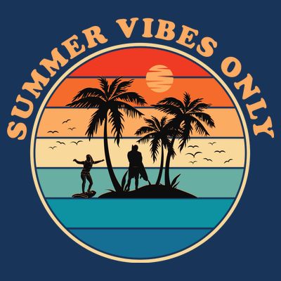 Summer Vibes Only Retro Beach Sunset T-Shirt