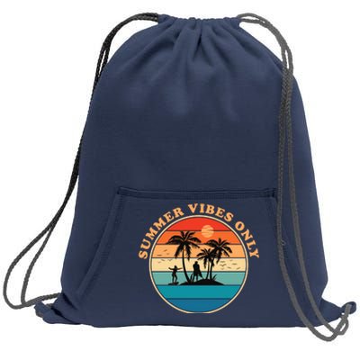 Summer Vibes Only Retro Beach Sunset Sweatshirt Cinch Pack Bag