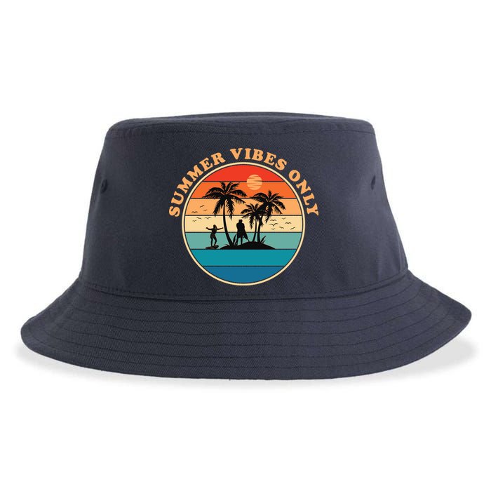 Summer Vibes Only Retro Beach Sunset Sustainable Bucket Hat