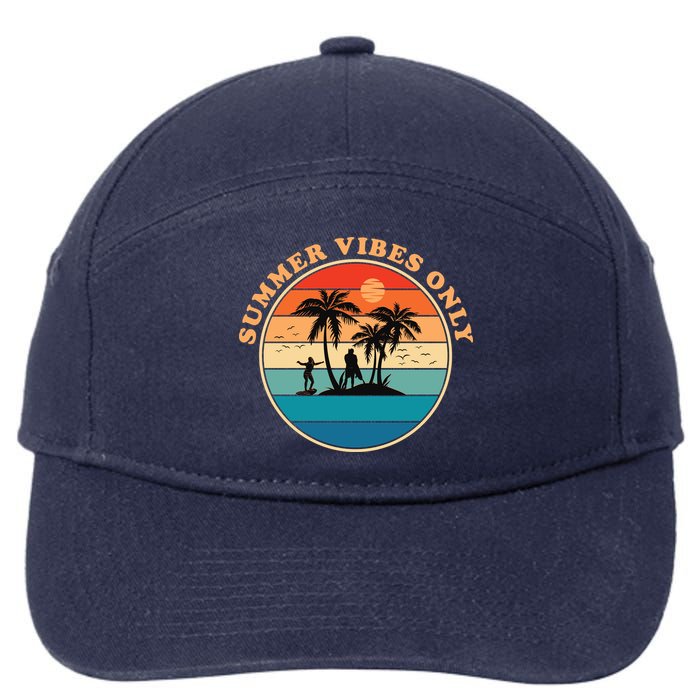 Summer Vibes Only Retro Beach Sunset 7-Panel Snapback Hat