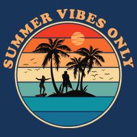 Summer Vibes Only Retro Beach Sunset 7-Panel Snapback Hat