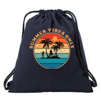 Summer Vibes Only Retro Beach Sunset Drawstring Bag