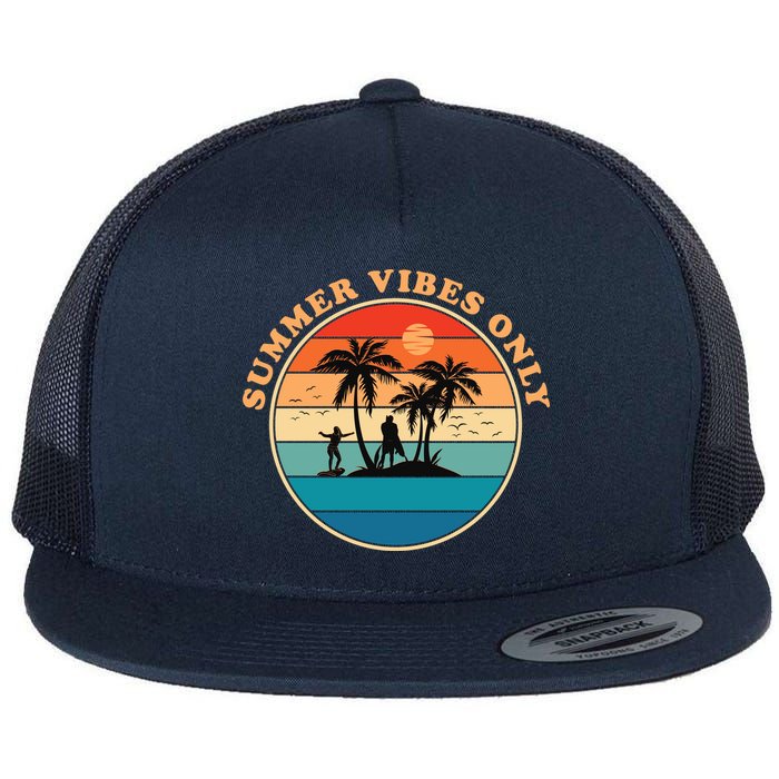 Summer Vibes Only Retro Beach Sunset Flatbill Hat