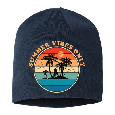 Summer Vibes Only Retro Beach Sunset Sustainable Beanie