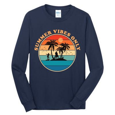 Summer Vibes Only Retro Beach Sunset Tall Long Sleeve T-Shirt
