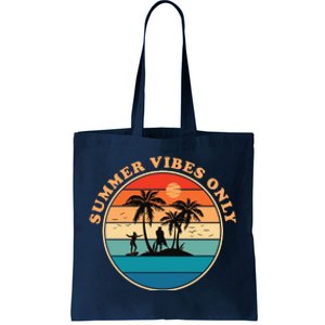 Summer Vibes Only Retro Beach Sunset Tote Bag