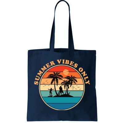 Summer Vibes Only Retro Beach Sunset Tote Bag