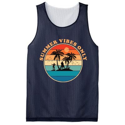 Summer Vibes Only Retro Beach Sunset Mesh Reversible Basketball Jersey Tank
