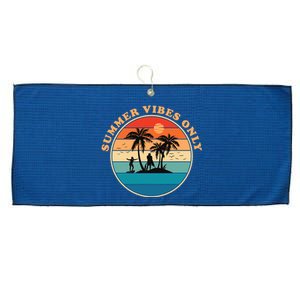 Summer Vibes Only Retro Beach Sunset Large Microfiber Waffle Golf Towel