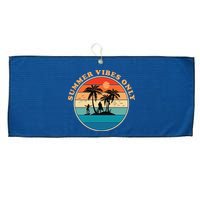 Summer Vibes Only Retro Beach Sunset Large Microfiber Waffle Golf Towel