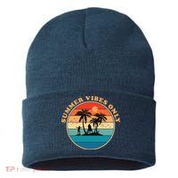 Summer Vibes Only Retro Beach Sunset Sustainable Knit Beanie