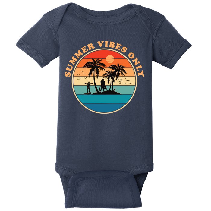 Summer Vibes Only Retro Beach Sunset Baby Bodysuit