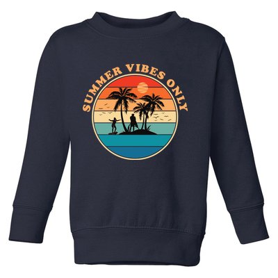 Summer Vibes Only Retro Beach Sunset Toddler Sweatshirt