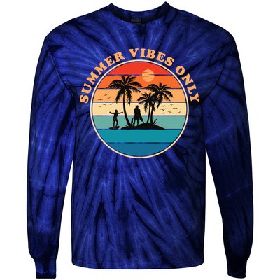 Summer Vibes Only Retro Beach Sunset Tie-Dye Long Sleeve Shirt