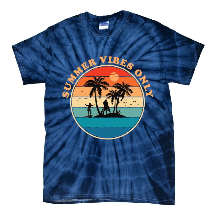 Summer Vibes Only Retro Beach Sunset Tie-Dye T-Shirt