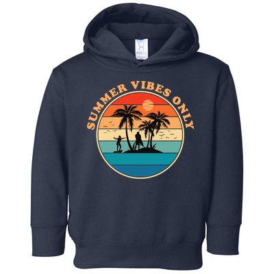 Summer Vibes Only Retro Beach Sunset Toddler Hoodie