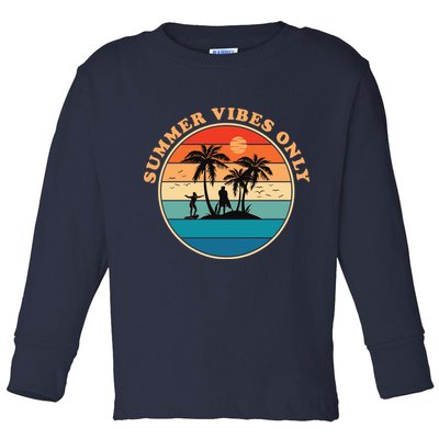 Summer Vibes Only Retro Beach Sunset Toddler Long Sleeve Shirt