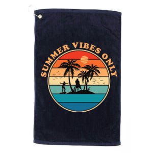 Summer Vibes Only Retro Beach Sunset Platinum Collection Golf Towel