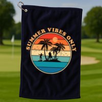 Summer Vibes Only Retro Beach Sunset Golf Towel