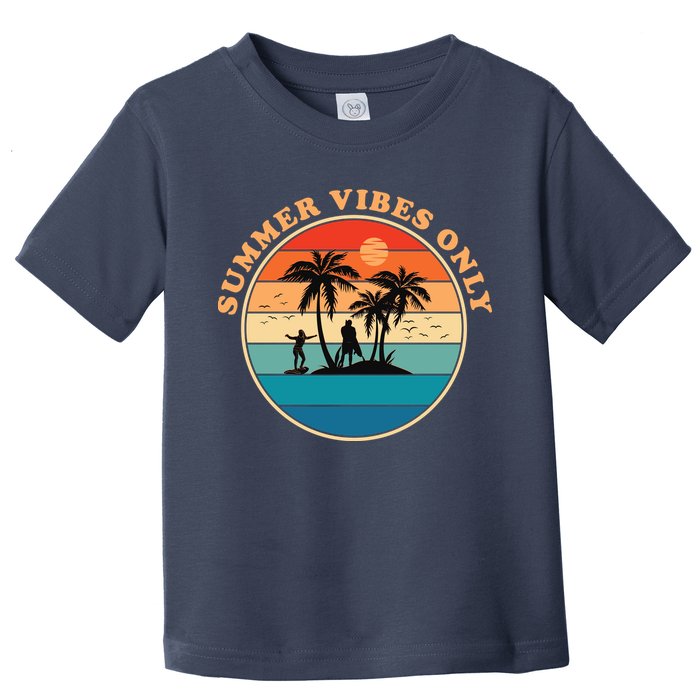 Summer Vibes Only Retro Beach Sunset Toddler T-Shirt