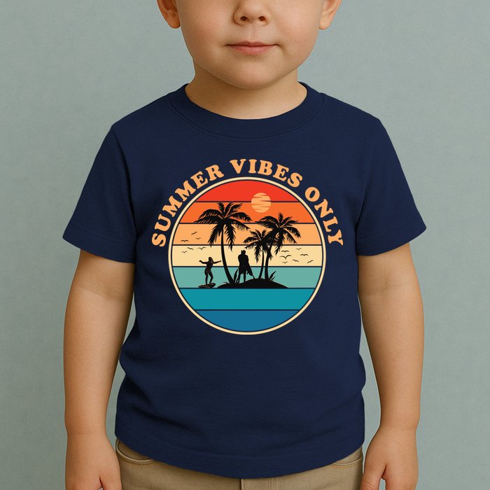 Summer Vibes Only Retro Beach Sunset Toddler T-Shirt