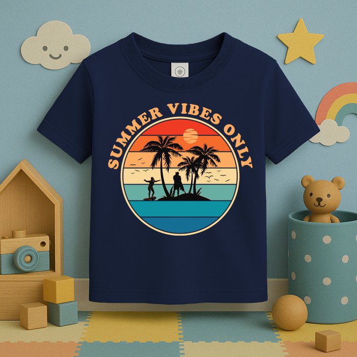 Summer Vibes Only Retro Beach Sunset Toddler T-Shirt