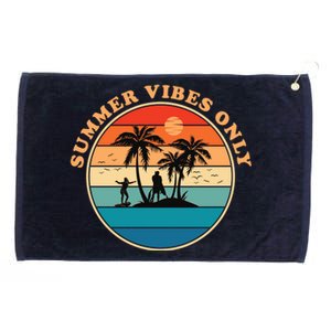 Summer Vibes Only Retro Beach Sunset Grommeted Golf Towel