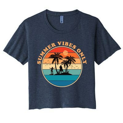 Summer Vibes Only Retro Beach Sunset Crop Top