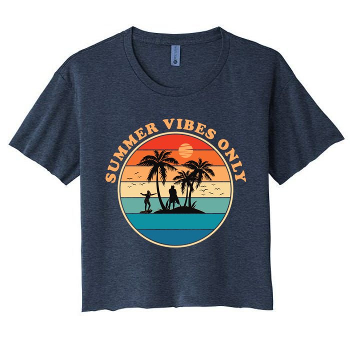 Summer Vibes Only Retro Beach Sunset Crop Top