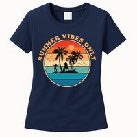 Summer Vibes Only Retro Beach Sunset Womens T-Shirt