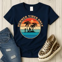 Summer Vibes Only Retro Beach Sunset Womens T-Shirt