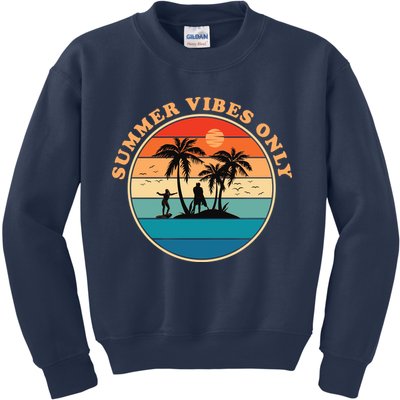 Summer Vibes Only Retro Beach Sunset Kids Sweatshirt
