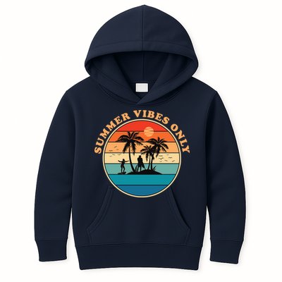 Summer Vibes Only Retro Beach Sunset Kids Hoodie