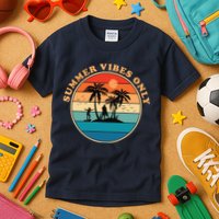 Summer Vibes Only Retro Beach Sunset Kids T-Shirt