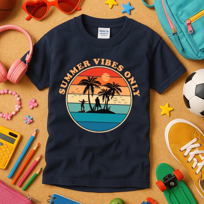 Summer Vibes Only Retro Beach Sunset Kids T-Shirt