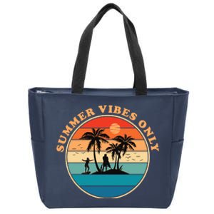 Summer Vibes Only Retro Beach Sunset Zip Tote Bag