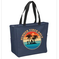 Summer Vibes Only Retro Beach Sunset Zip Tote Bag
