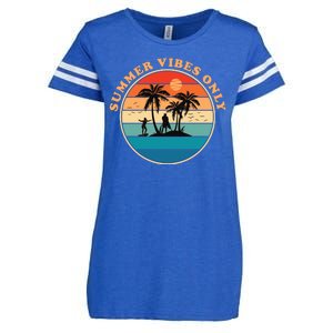 Summer Vibes Only Retro Beach Sunset Enza Ladies Jersey Football T-Shirt