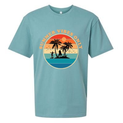 Summer Vibes Only Retro Beach Sunset Sueded Cloud Jersey T-Shirt