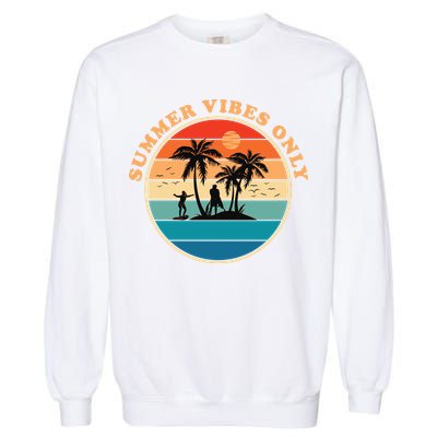 Summer Vibes Only Retro Beach Sunset Garment-Dyed Sweatshirt