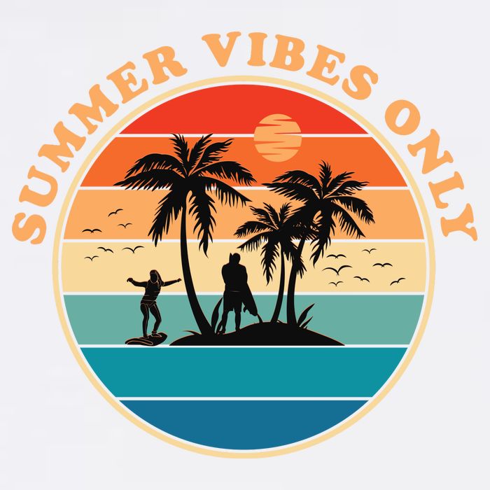 Summer Vibes Only Retro Beach Sunset Garment-Dyed Sweatshirt
