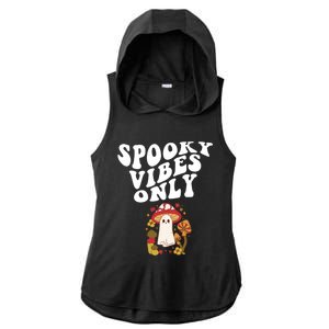 Spooky Vibes Only Cute Hippie Halloween Ghost Flowers Gift Ladies PosiCharge Tri-Blend Wicking Draft Hoodie Tank