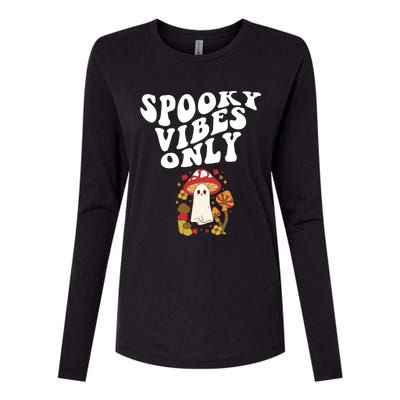 Spooky Vibes Only Cute Hippie Halloween Ghost Flowers Gift Womens Cotton Relaxed Long Sleeve T-Shirt