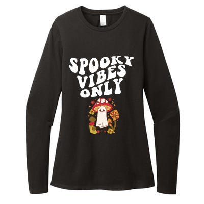 Spooky Vibes Only Cute Hippie Halloween Ghost Flowers Gift Womens CVC Long Sleeve Shirt