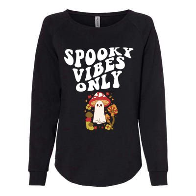 Spooky Vibes Only Cute Hippie Halloween Ghost Flowers Gift Womens California Wash Sweatshirt