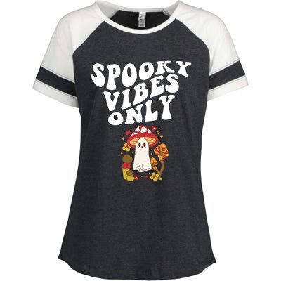 Spooky Vibes Only Cute Hippie Halloween Ghost Flowers Gift Enza Ladies Jersey Colorblock Tee