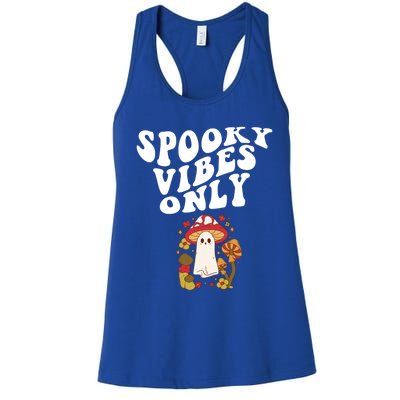 Spooky Vibes Only Cute Hippie Halloween Ghost Flowers Gift Women's Racerback Tank