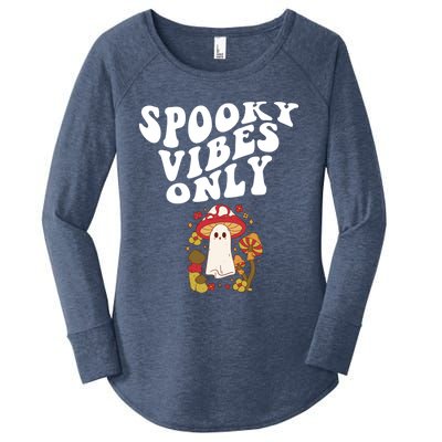 Spooky Vibes Only Cute Hippie Halloween Ghost Flowers Gift Women's Perfect Tri Tunic Long Sleeve Shirt