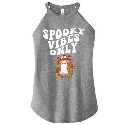 Spooky Vibes Only Cute Hippie Halloween Ghost Flowers Gift Women's Perfect Tri Rocker Tank