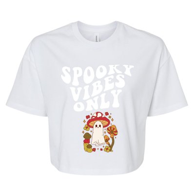 Spooky Vibes Only Cute Hippie Halloween Ghost Flowers Gift Bella+Canvas Jersey Crop Tee